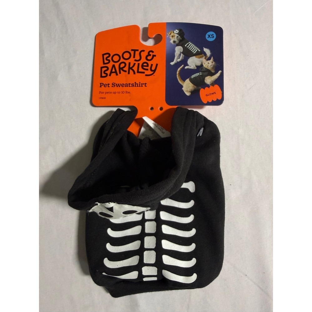 Boots & Barkley Skeleton Glow in the Dark Pet Hoodie Small Black Halloween Pet